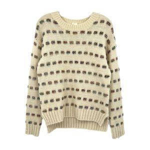 Moth Cream Pullover Sweater | Multicolored Tinsel Detail